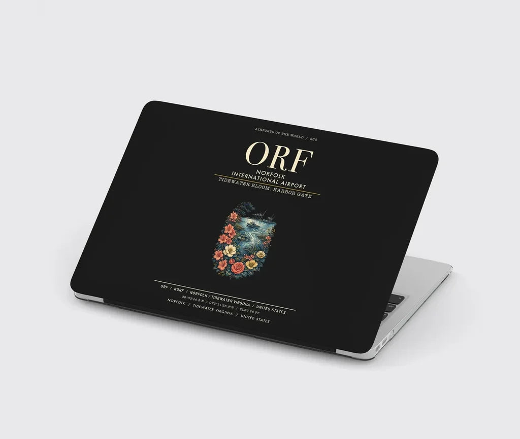 Norfolk International Airport (ORF) design on black MacBook case