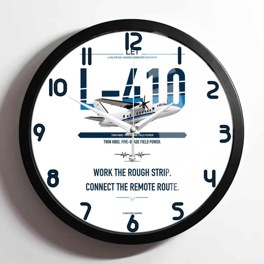 LET L-410 UVP-E20 design on white framed wall clock