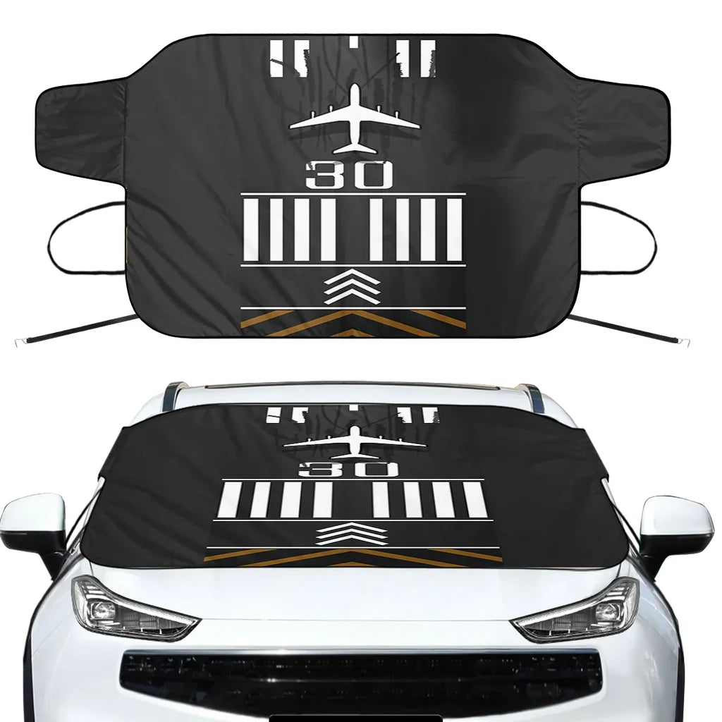 Runway 30 Car aviation design on car windshield cover.