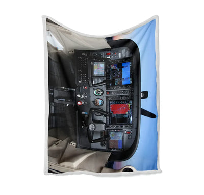 Cessna 172 Cockpit Bed Blankets & aviation print on soft fleece blanket.