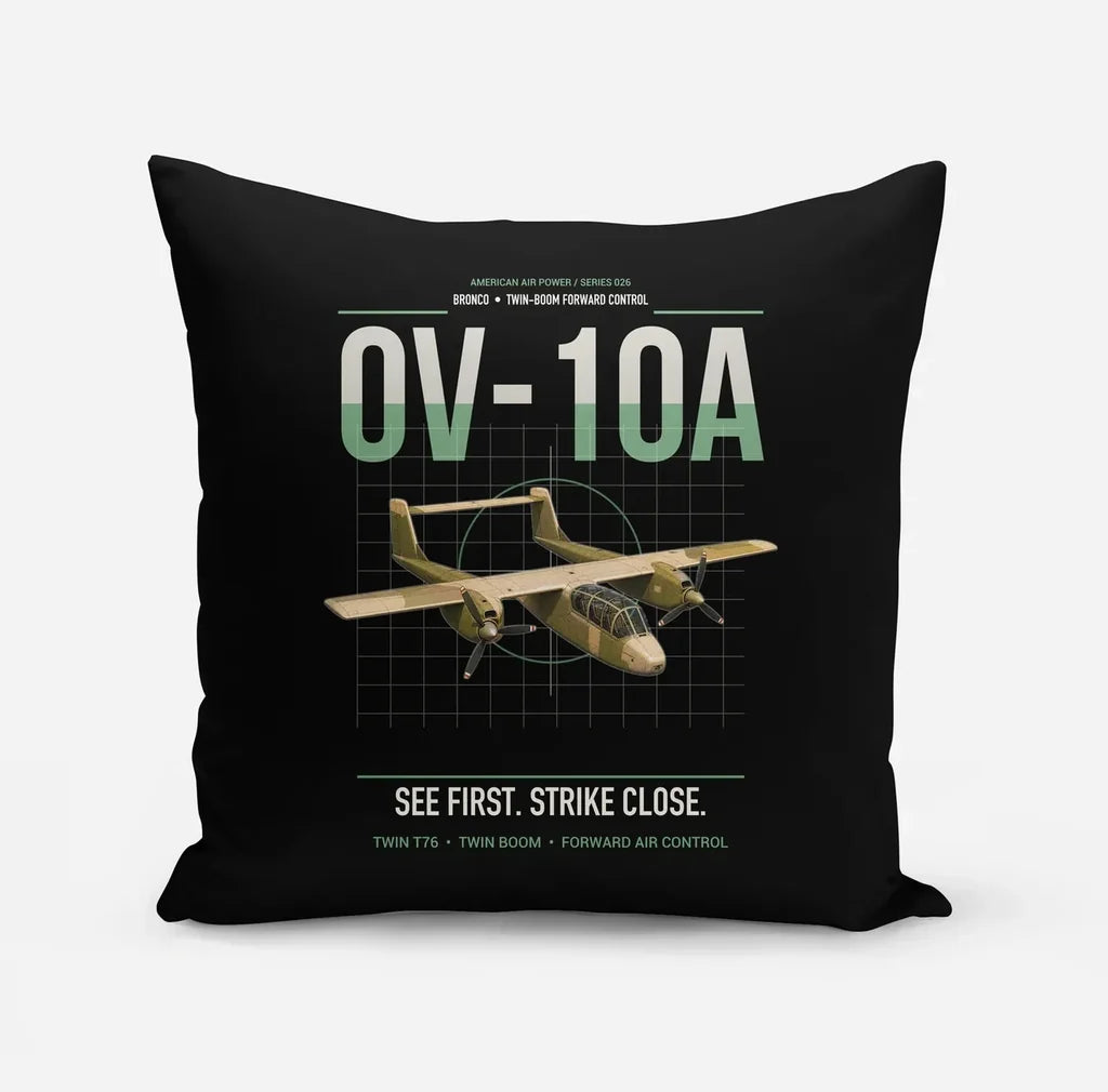 OV-10A Bronco design on black pillow