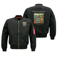Thumbnail for PORT MORESBY - Poster - Bomber Jacket - Black