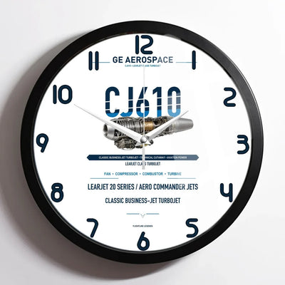 CJ610 design on white framed wall clock