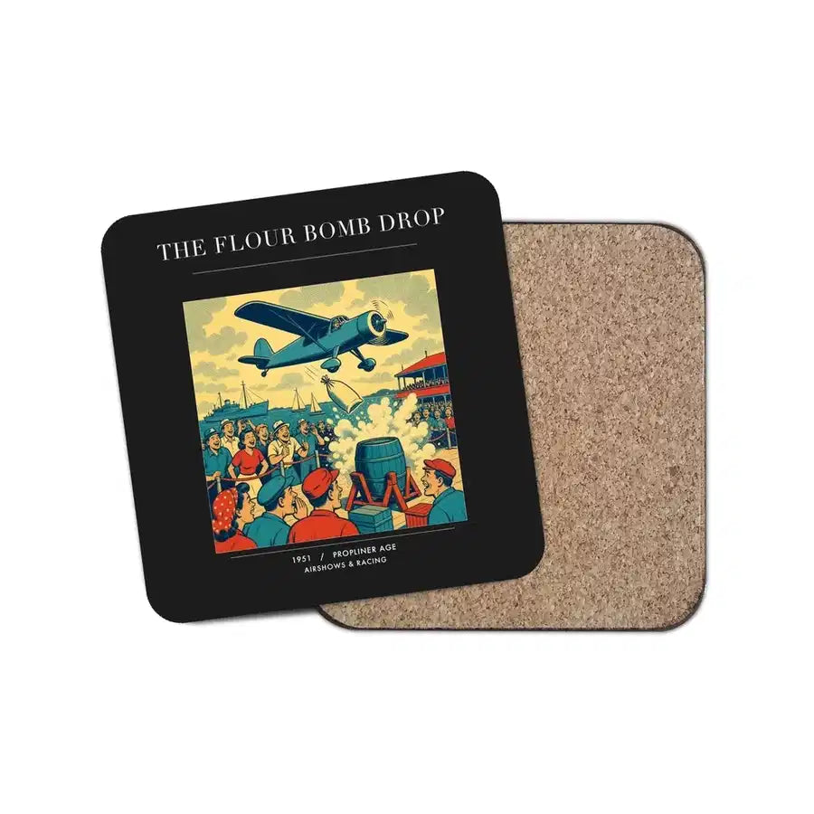 The Flour Bomb Drop - Designed Coasters design on black 1-piece