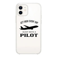Thumbnail for Get High Every Day Sleep With A Pilot Transparent Silicone aviation design on transparent iPhone case for iPhone.