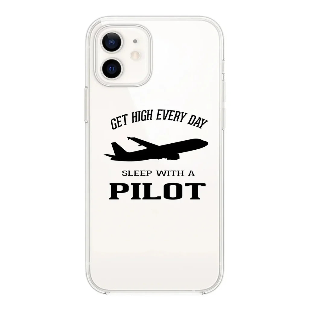 Get High Every Day Sleep With A Pilot Transparent Silicone aviation design on transparent iPhone case for iPhone.