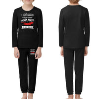 Thumbnail for I Don't Always Stop and Look at Airplanes children pajamas - Black