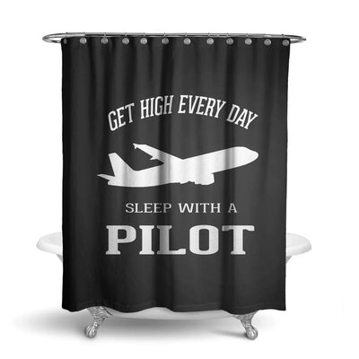 Get High Every Day Sleep With A aviation design on waterproof polyester shower curtain.