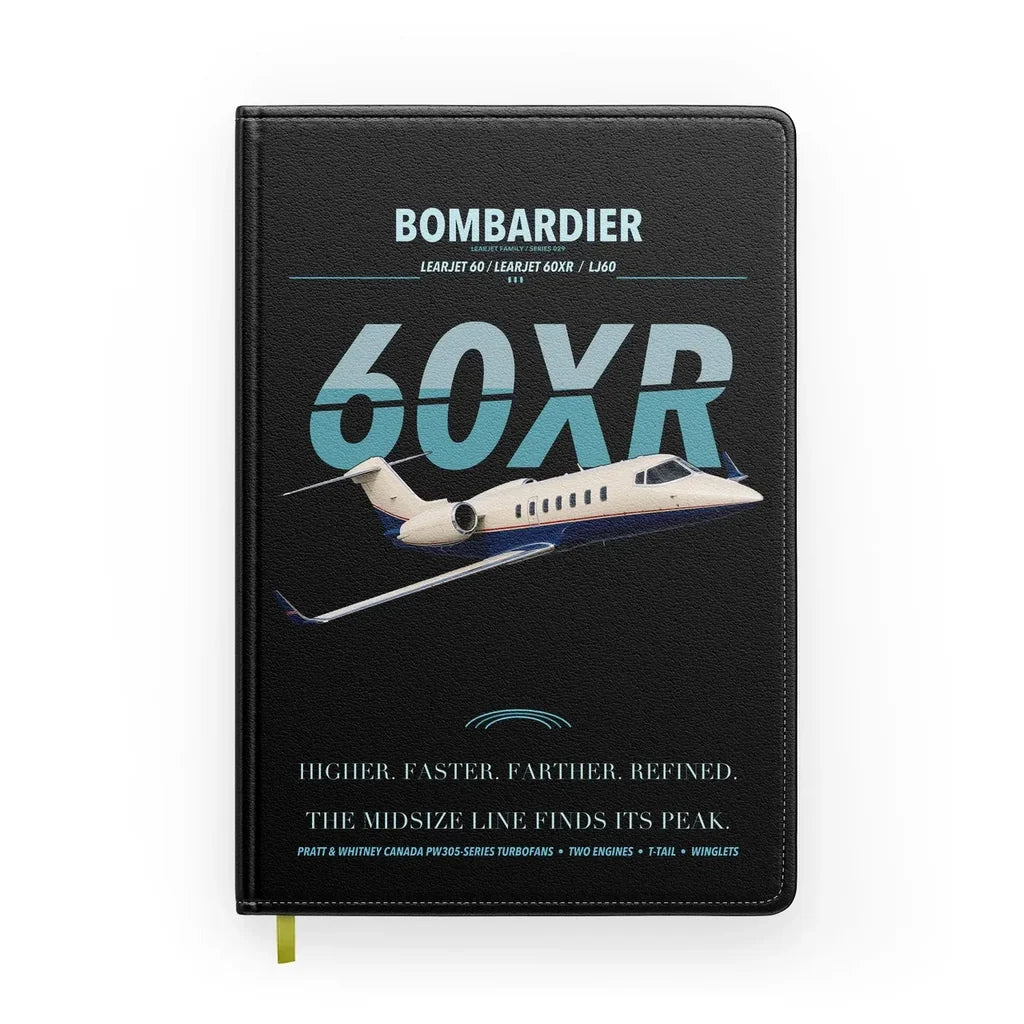 Bombardier Learjet 60XR design on black notebook