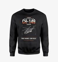 Thumbnail for Leonardo CH-149 Cormorant design on black sweatshirt