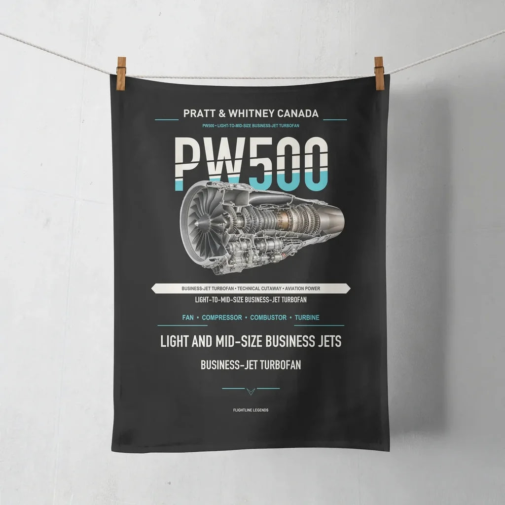 PW500 design on black towel