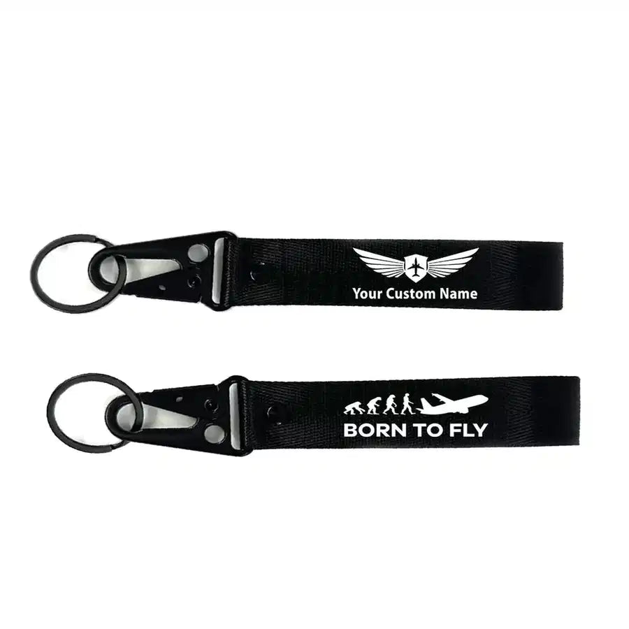 Born To Fly aviation hawk-shaped key chain, durable metal alloy.