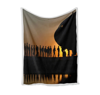 Band of Brothers Theme Soldiers Bed Blankets & aviation print on soft fleece blanket.