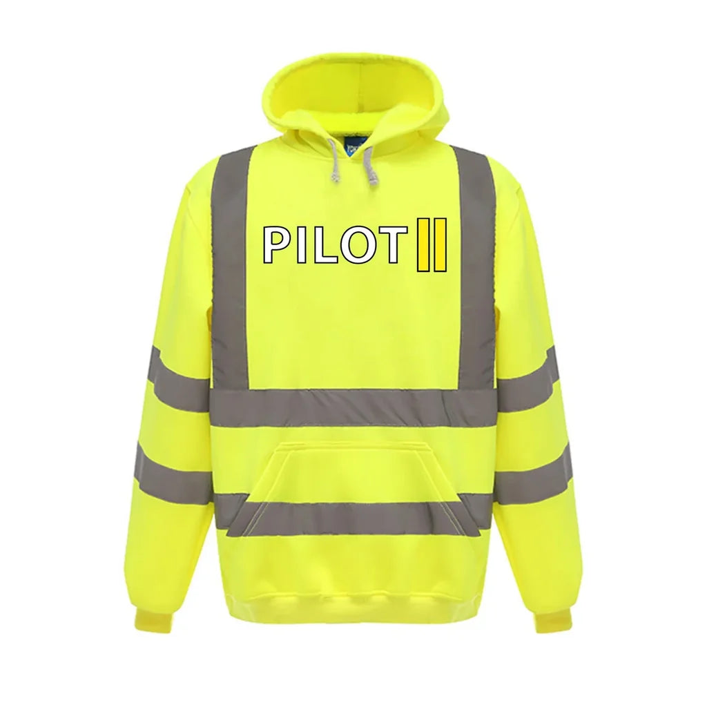 Pilot & Stripes (2 Lines) aviation design on cotton blend with reflective panels reflective hoodie.