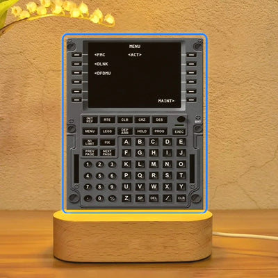 BOEING 737 FLIGHT MANAGEMENT aviation design on premium acrylic with LED night lamp.