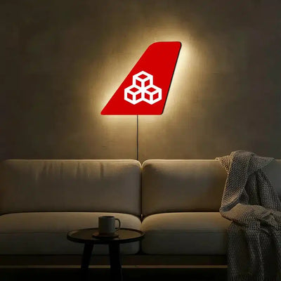 Cargolux aviation design on durable metal with LED aircraft tail wall art.
