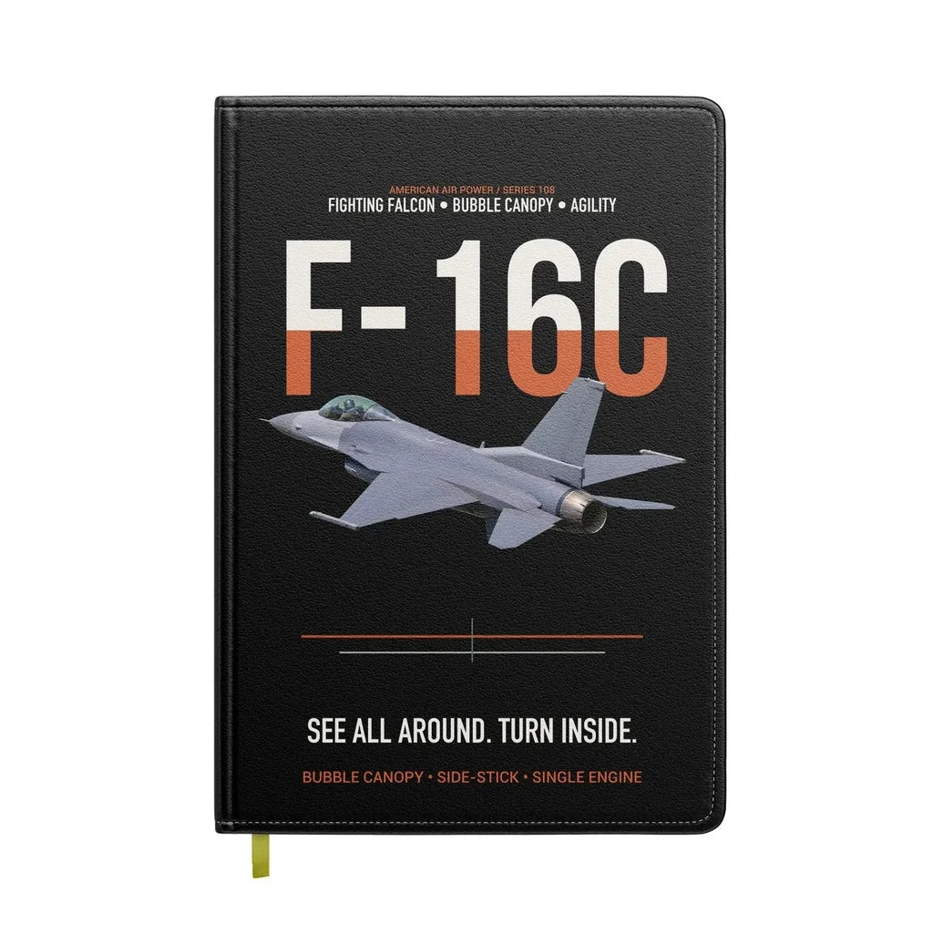 F-16C Fighting Falcon See All Around Turn Inside design on black notebook