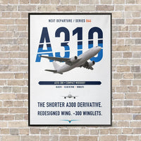 Thumbnail for Airbus A310-300 vertical canvas print - framed - white background