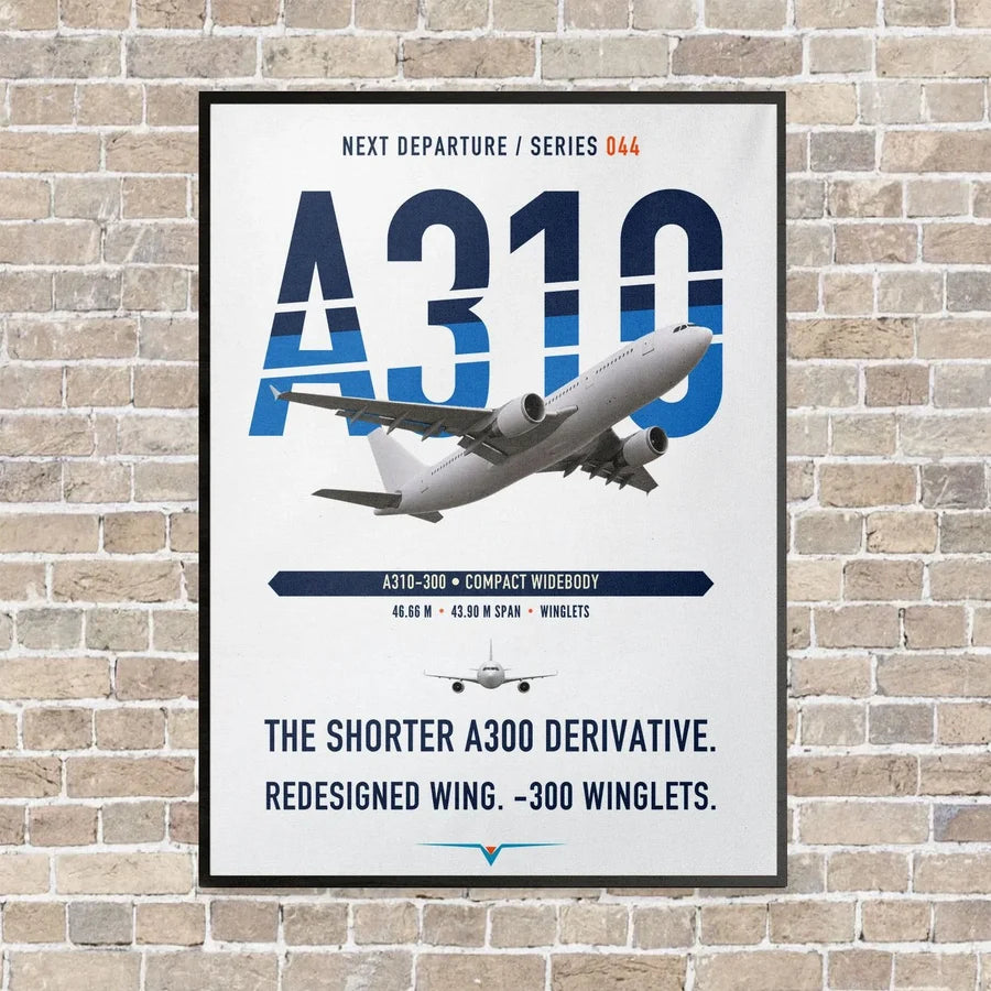 Airbus A310-300 vertical canvas print - framed - white background