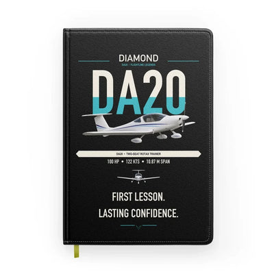 Diamond DA20 design on black notebook
