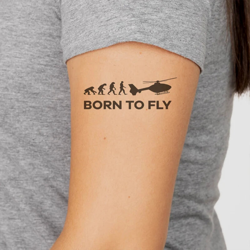 Born To Fly aviation temporary tattoo in skin-safe adhesive paper.