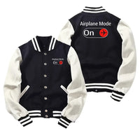 Thumbnail for Airplane Mode On Baseball Style aviation design printed on two-tone shell with ribbed cuffs baseball jacket.