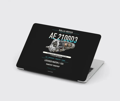 AE 2100D3 design on black MacBook case