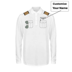 Customizable Pilot Uniform (Badge 1) 3D "LONG Sleeved" Polo T-Shirts