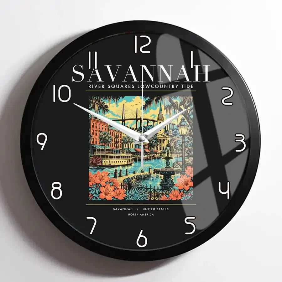 SAVANNAH - Poster - Wall Clock Framed - Black