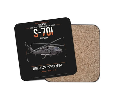 Sikorsky S-70i FIREHAWK design on black 1 piece coaster