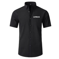 Thumbnail for Airbus & Text Short Sleeve aviation design printed on soft cotton 2D-printed shirt.