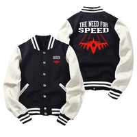 Thumbnail for The Need For Speed Baseball Style aviation design printed on two-tone shell with ribbed cuffs baseball jacket.