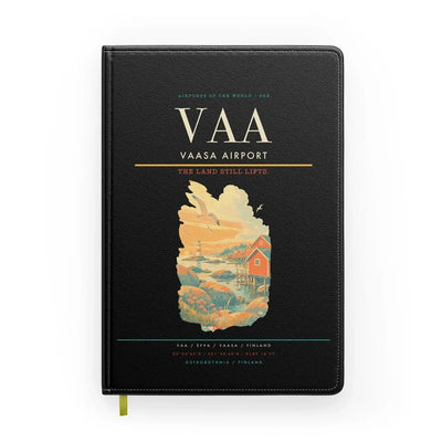 Vaasa Airport (VAA) design on black notebook