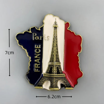 French flag Eiffel Tower 3D Metal Fridge aviation design 3D metal magnet sticker in 3D metal with magnetic back.