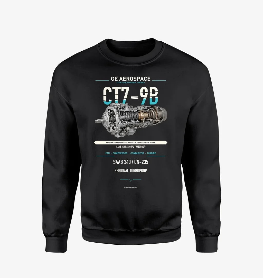 CT7-9B design on black sweatshirt