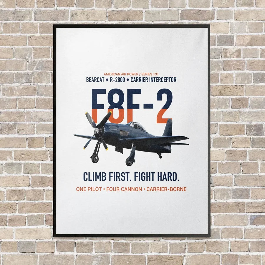 F8F-2 Bearcat Climb First Fight Hard vertical canvas print - framed - white background