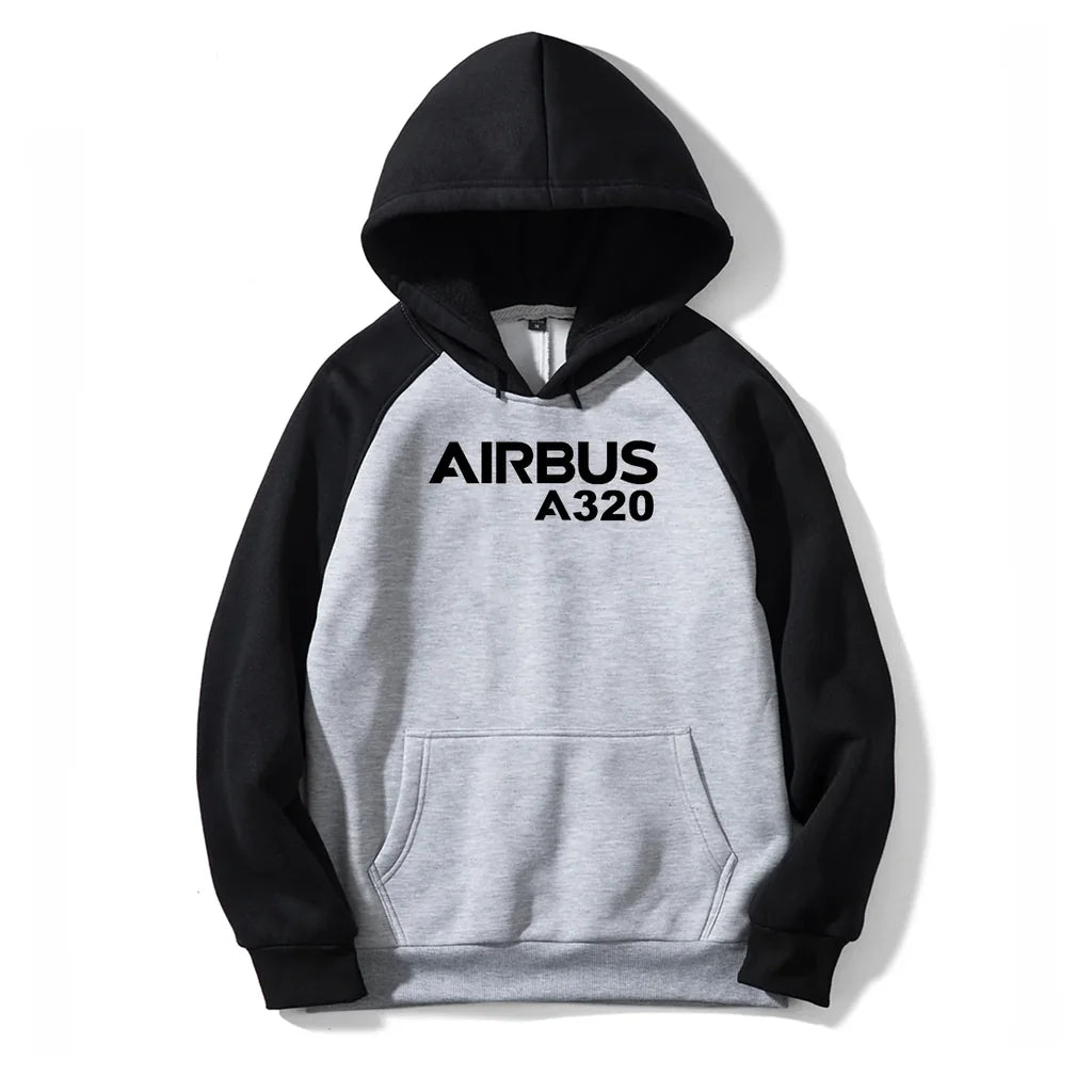 Airbus A320 & Text aviation design on colourful cotton blend colourful hoodie.