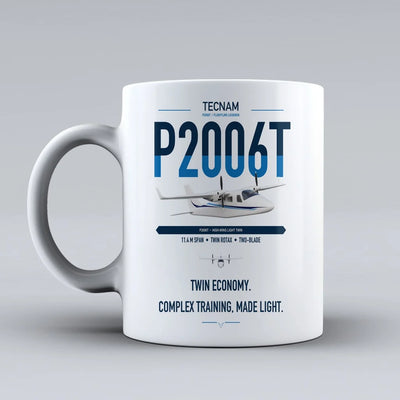 Tecnam P2006T design on white ceramic mug, double-side print