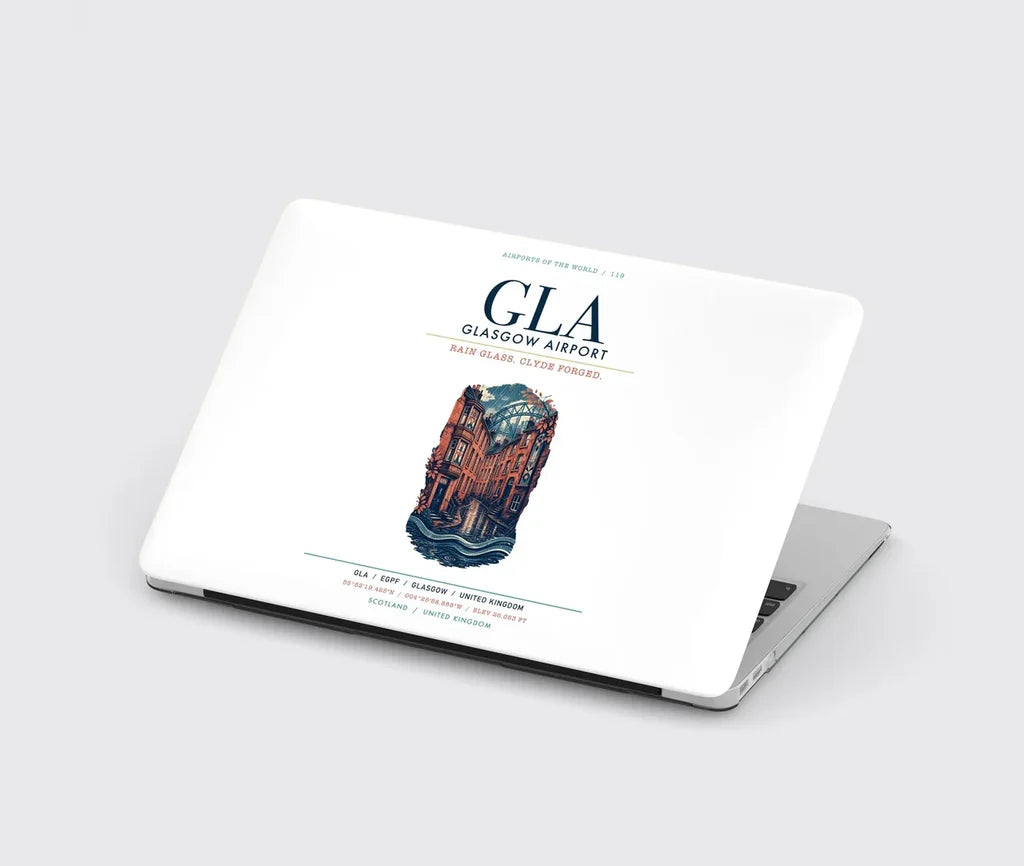 Glasgow Airport (GLA) design on white MacBook case