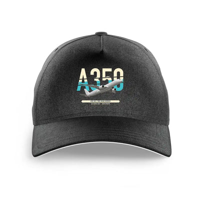 Airbus A350-900 design on black printed hat