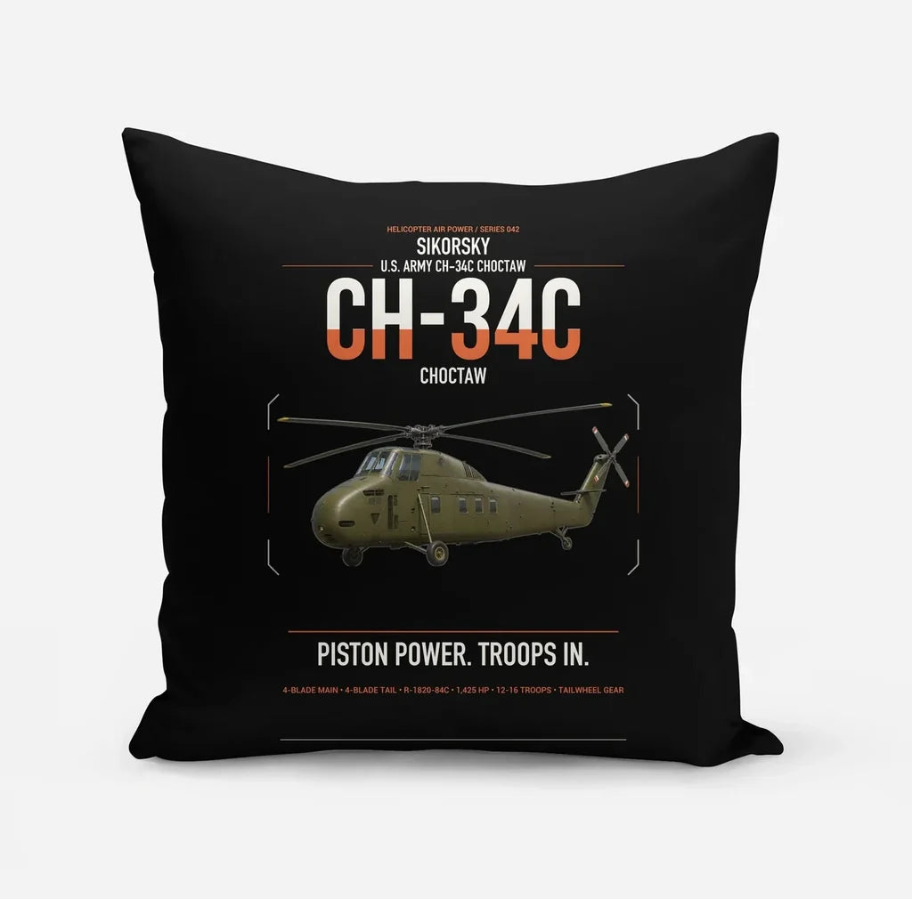 Sikorsky CH-34C Choctaw design on black pillow