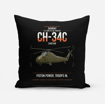 Sikorsky CH-34C Choctaw design on black pillow