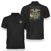 Thumbnail for VINTAGE G4331 - The Oasis Landing - Double-Side Polo T-Shirt design on black
