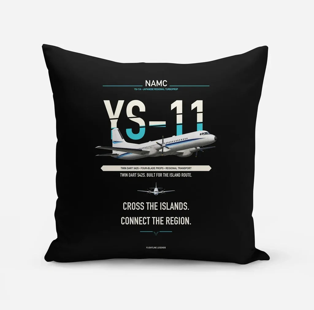 NAMC YS-11A design on black pillow