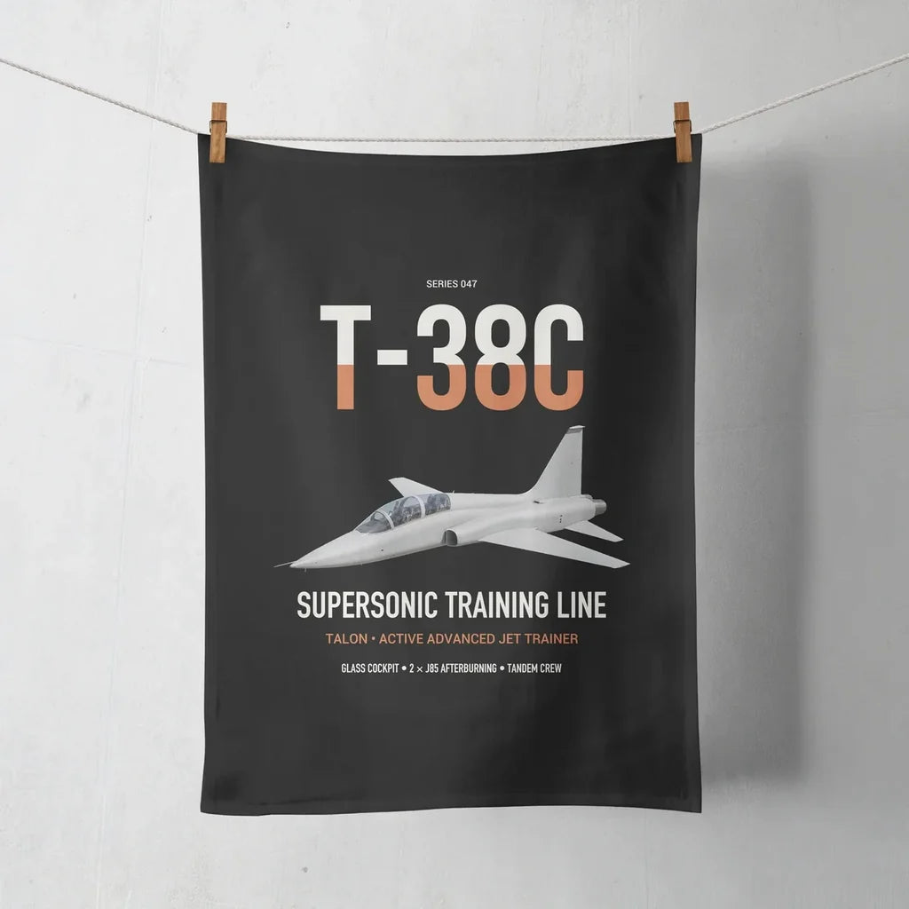 T-38C Talon design on black towel