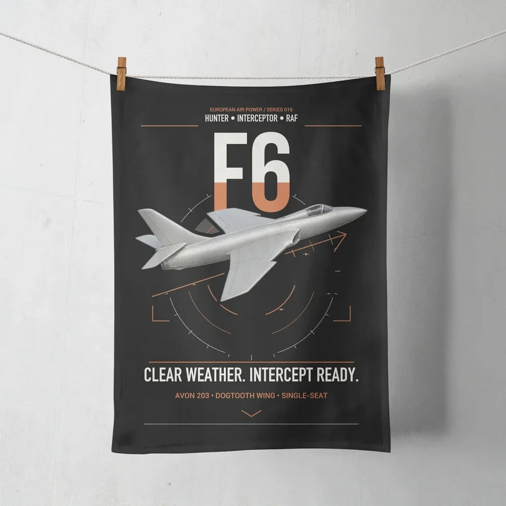 Hawker Hunter F6 design on black towel