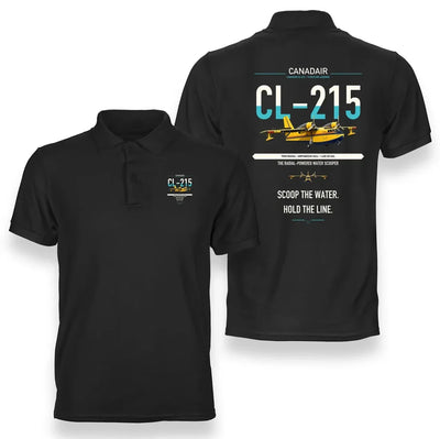 Canadair CL-215 design on black double-side polo t-shirt, double-side print