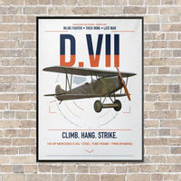 Thumbnail for Fokker D.VII vertical canvas print - framed - white background
