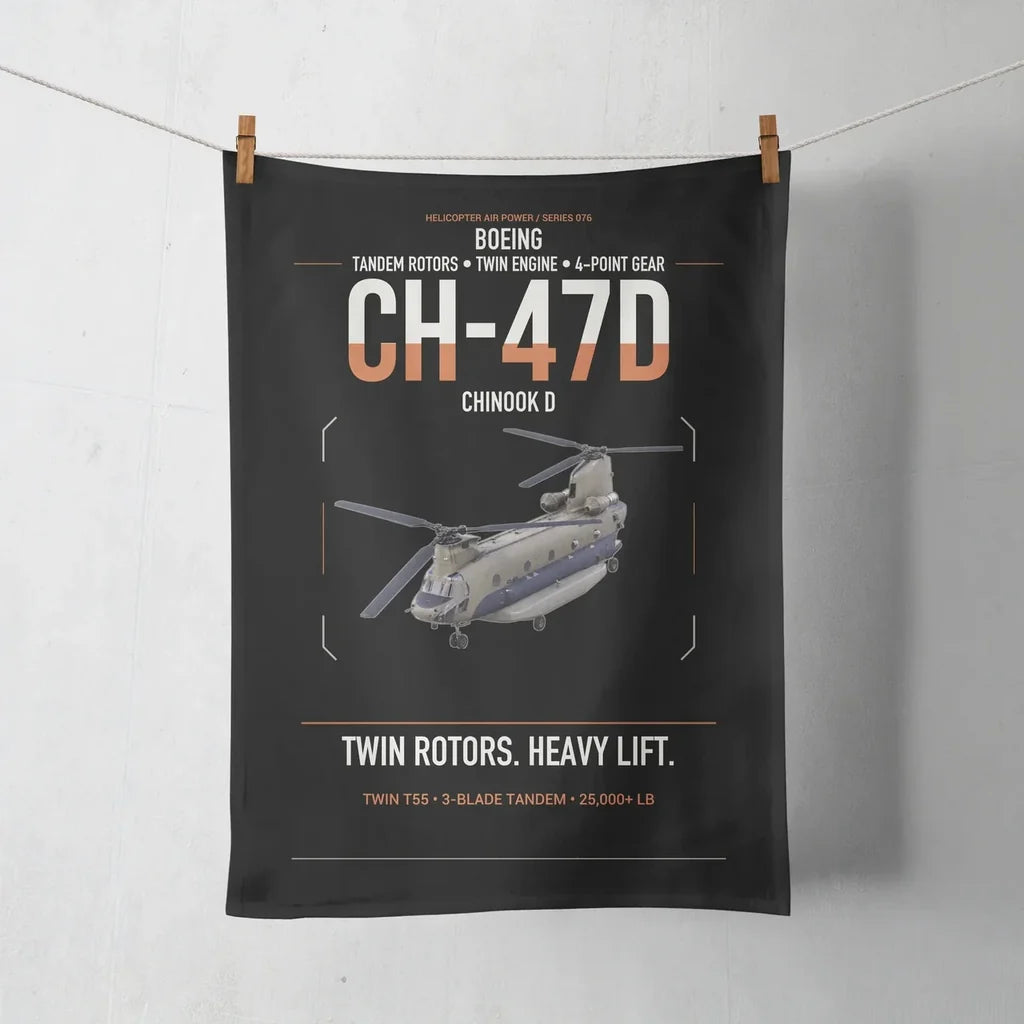 Boeing CH-47D design on black towel