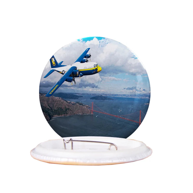 Blue Angels & Bridge aviation design pin in polished enamel.